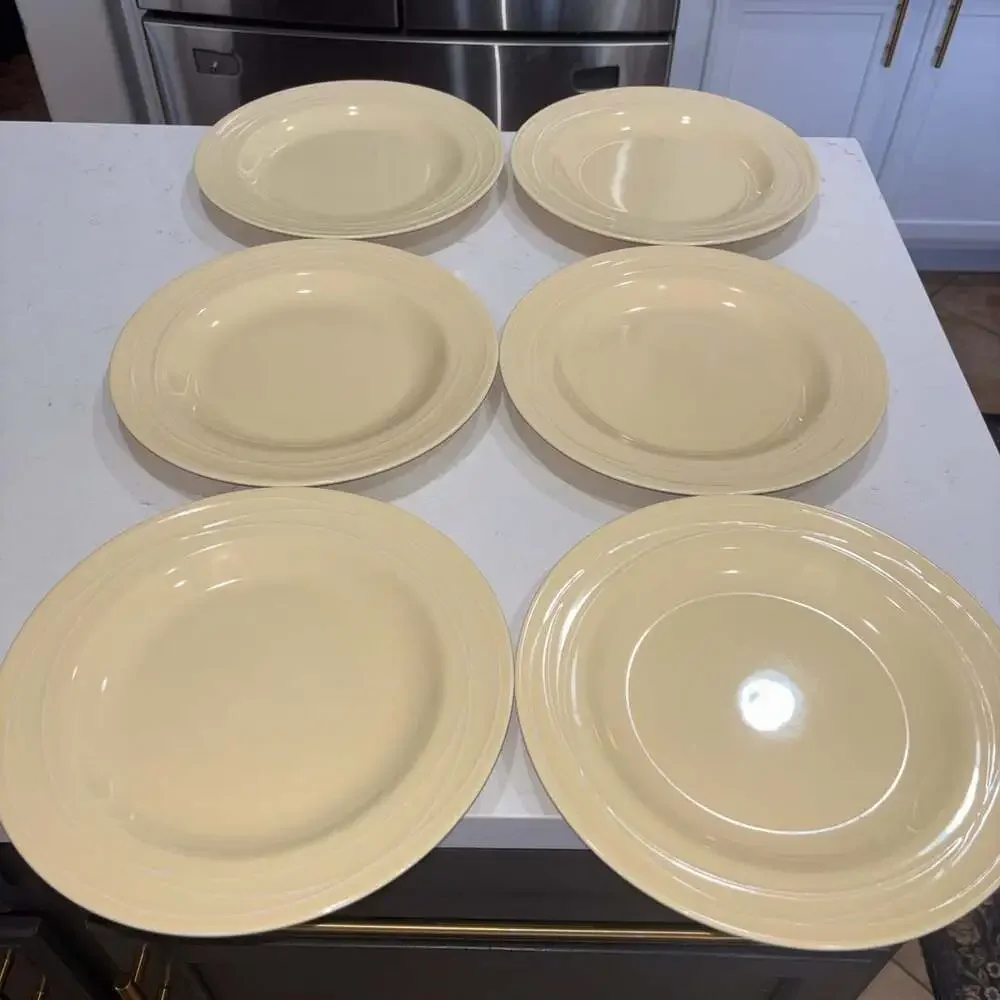 Pottery Barn Spiral Yellow 11” Dinner Plates Set of 6